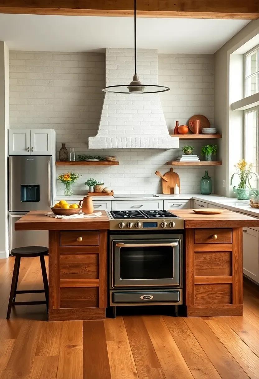 Embrace the rustic charm‌ of a farmhouse kitchen with a​ reclaimed wood island⁣ featuring a ⁣vintage-inspired stove, creating a warm and inviting culinary⁣ space