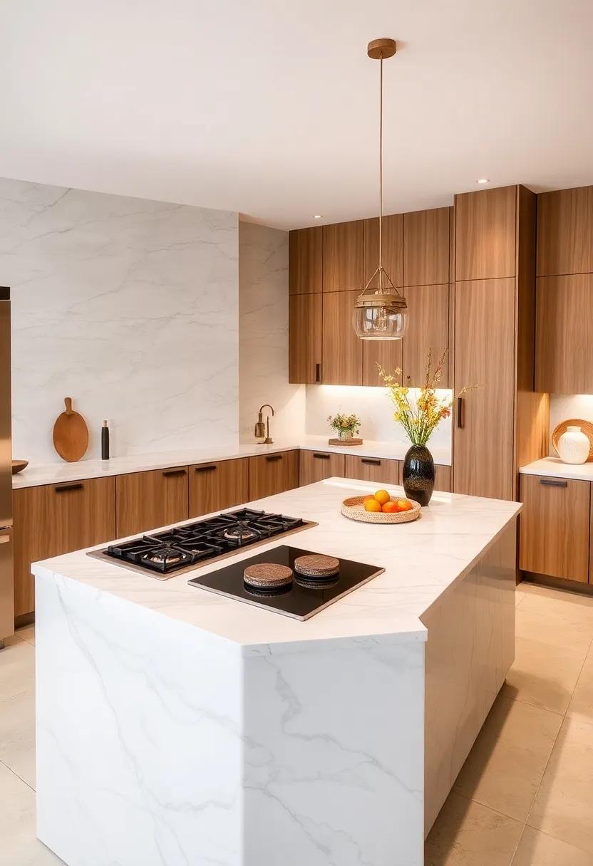 Experiment with an elegant marble-topped island ​that houses a gas stove, creating‌ a luxurious cooking⁣ area ⁢that​ feels ​indulgent and sophisticated