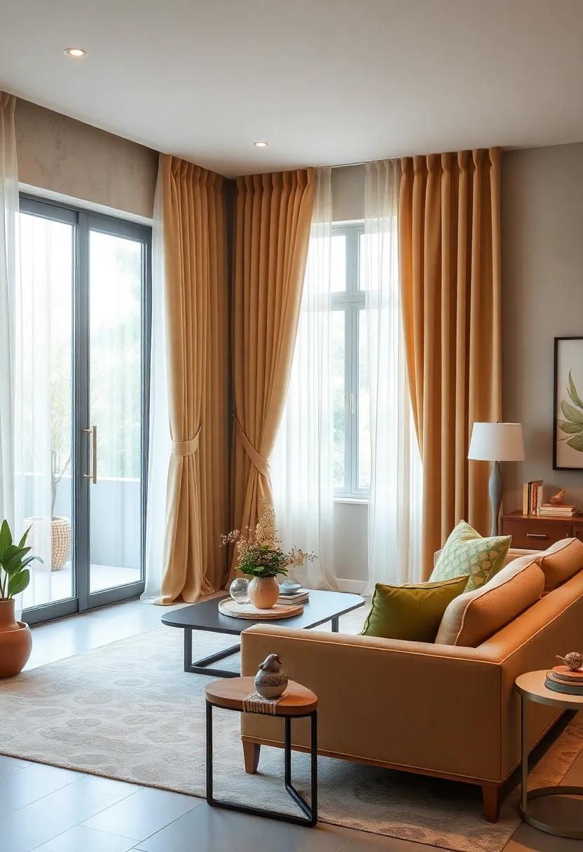 Elegant Window Treatments: Hang light caramel⁢ curtains with sage ‍green tiebacks, allowing⁣ natural light to filter in while adding‍ an element ​of style