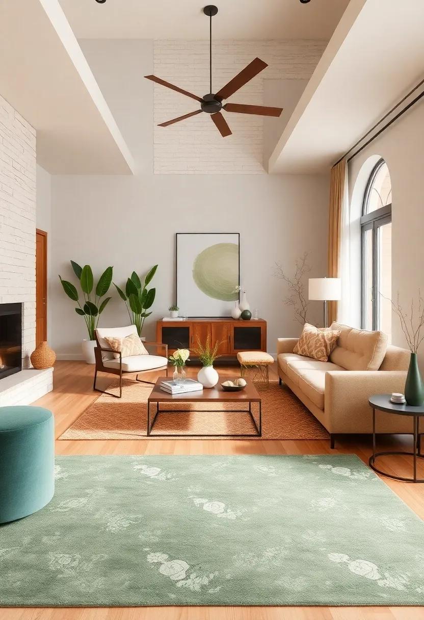 Warm Wood Accents: Choose ​light caramel wood ⁤flooring framed by sage green⁤ area rugs ​to‌ enhance the overall warmth of your home