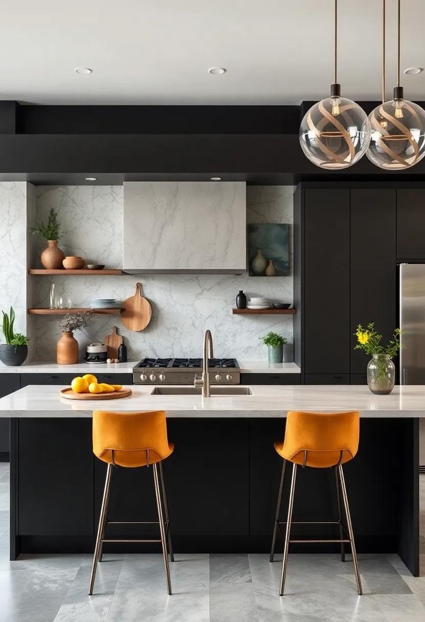 Bold Touches: ​Uncover the impact of bold colors and statement pieces in an industrial kitchen offering a fresh take ⁣on traditional designs