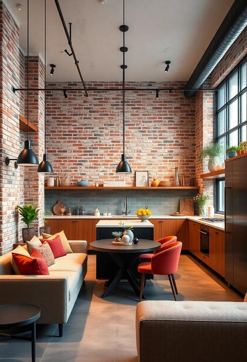 Urban Elegance: Discover how⁣ exposed brick walls, steel accents, and ‍sleek countertops create ​a ‌modern yet warm ​atmosphere perfect for ‍culinary creativity