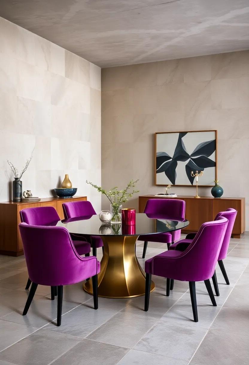 Statement velvet ⁣Dining Chairs: Inspire your dining area with eye-catching velvet dining chairs that encourage long, luxurious meals