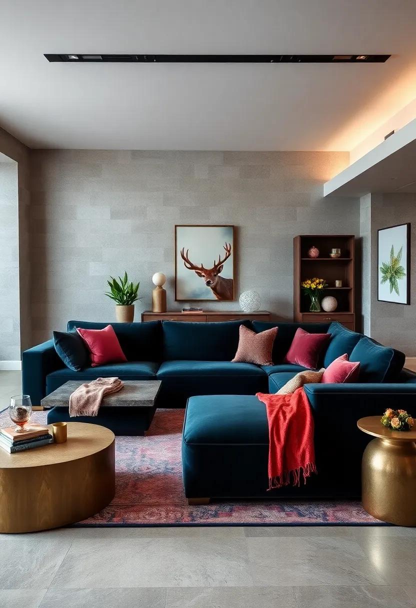 Stylish Velvet Sectional: Find ‍out ⁤how a velvet sectional​ can create an‌ intimate setting ideal for entertaining family and‌ friends