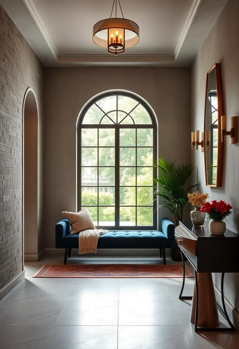 Velvet‌ Bench Entryway: Welcome guests with a stylish velvet bench in ‍your entryway, combining form and function seamlessly