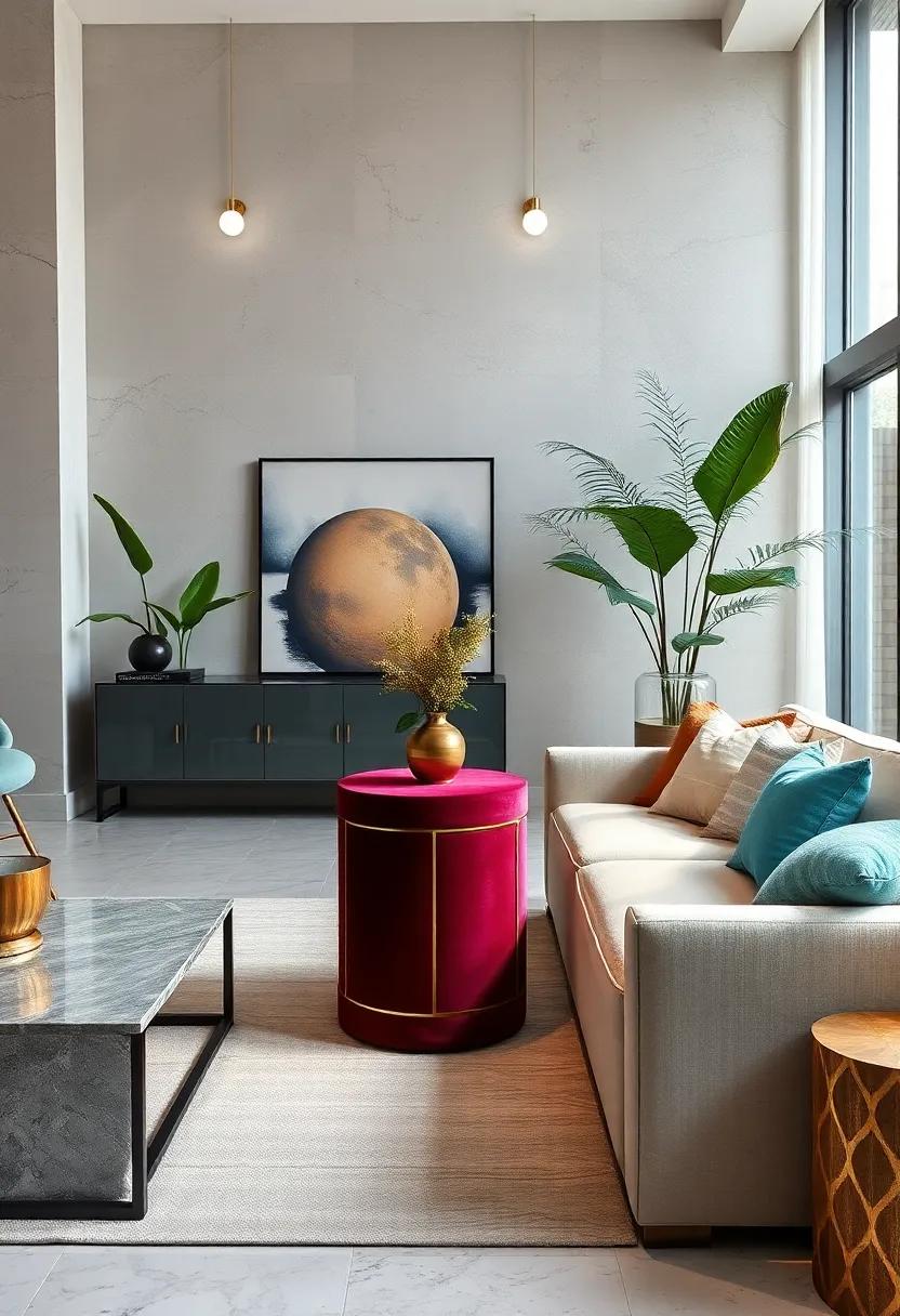 Velvet Accent Table: Add a modern​ flair to any space with a​ small velvet accent table that showcases ‌both ‍beauty and practicality
