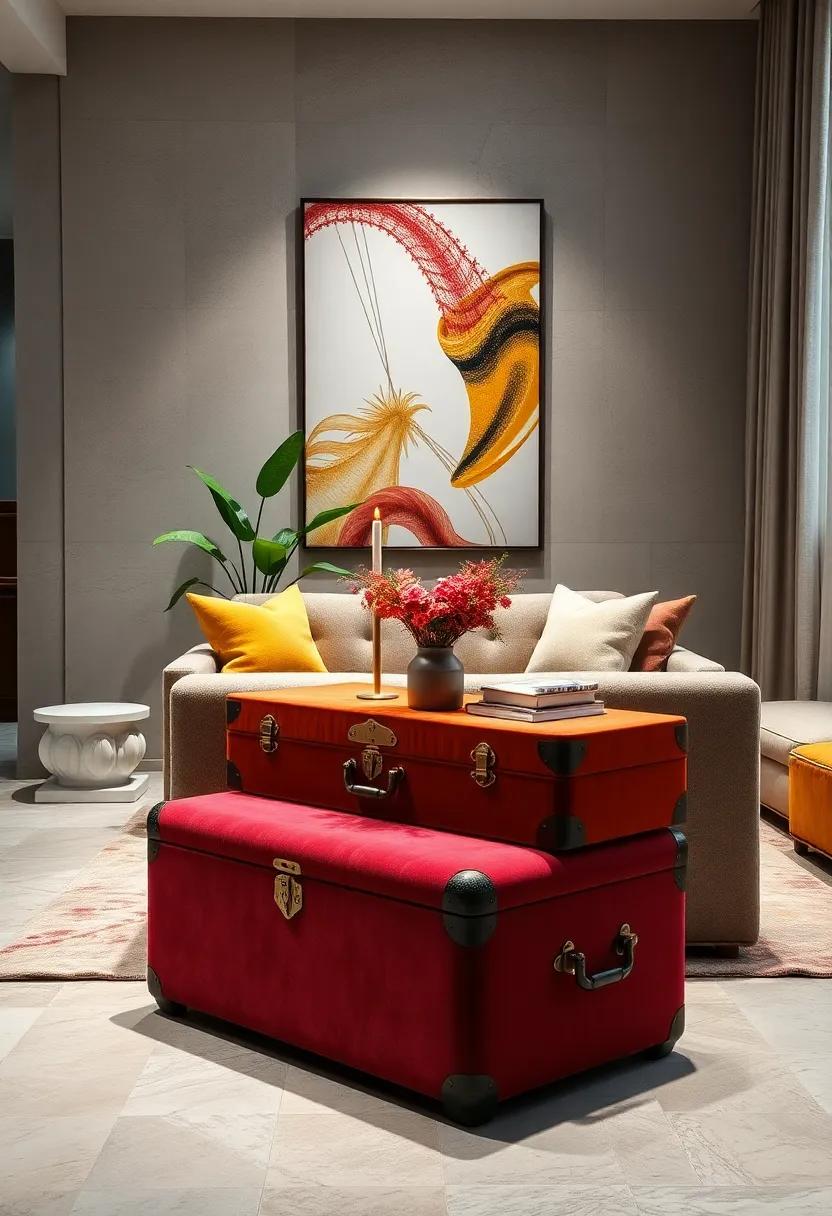 Vibrant Velvet‌ Storage Trunks: Combine functionality​ and‍ style‌ with velvet storage trunks that hide your belongings ⁤in a luxurious ​way