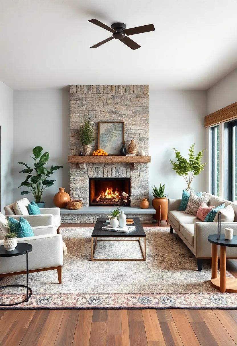 Select an inviting area rug that anchors the space and adds warmth‍ underfoot, ⁣perfect for year-round comfort