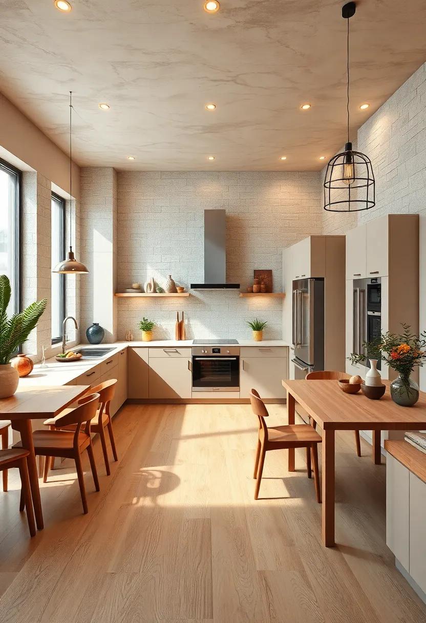 Add warmth with beige-colored wood flooring, offering both durability and a cozy atmosphere