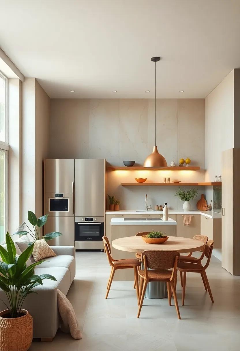 Blend beige elements with natural greenery to bring a fresh and vibrant feel to the kitchen