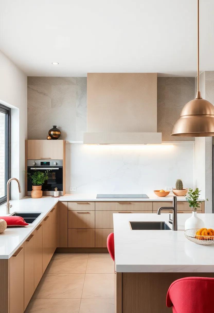 Consider a beige range hood as a standout feature,combining functionality with a beautiful focal point