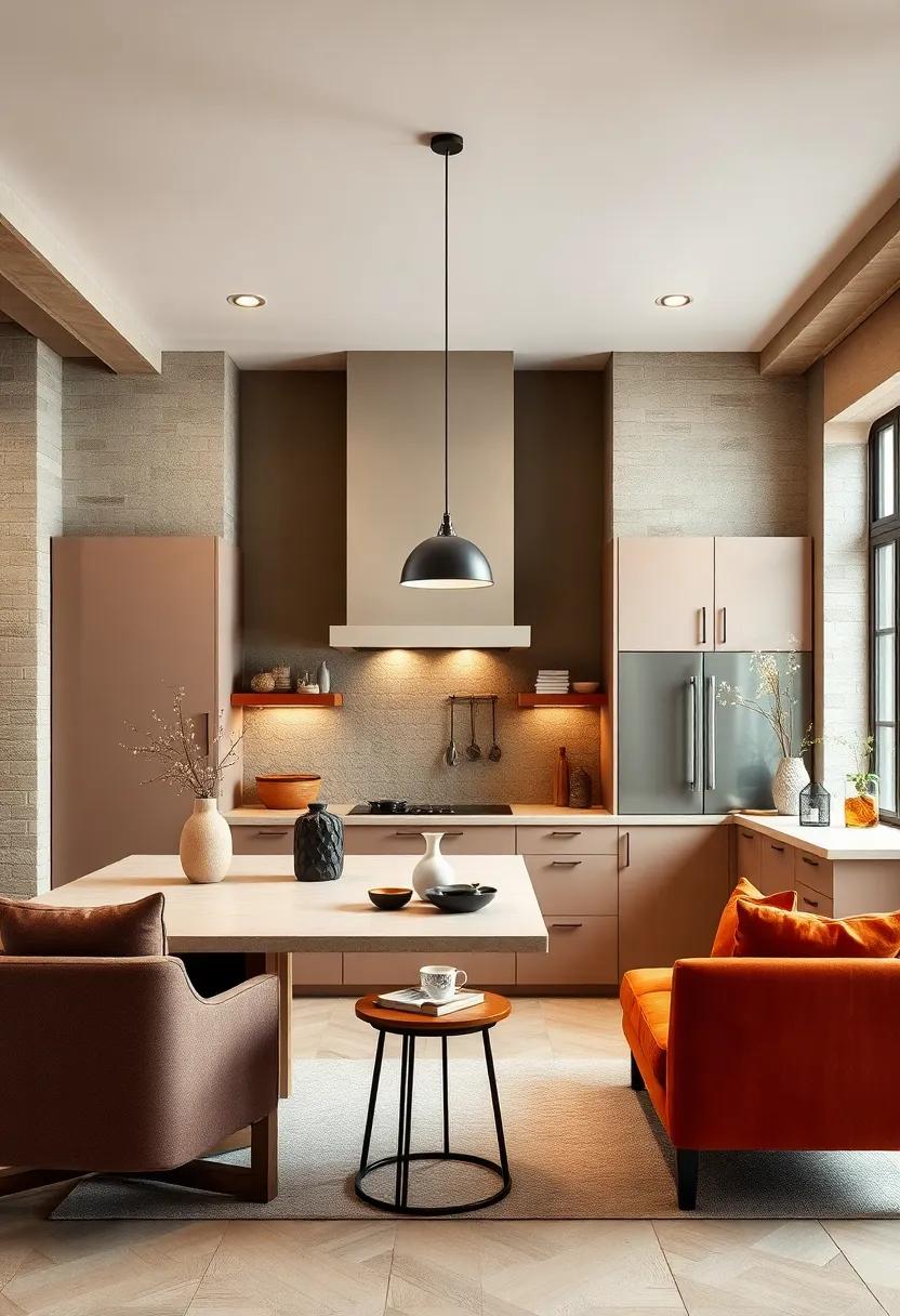 Implement crossbeams painted in rich beige for architectural interest and a modern rustic charm