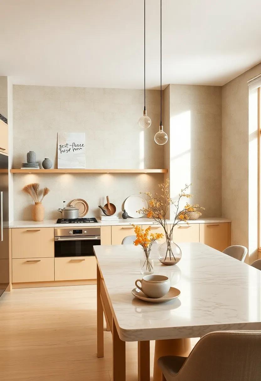 Incorporate beige as an accent color through decorative kitchenware like vases and dishes