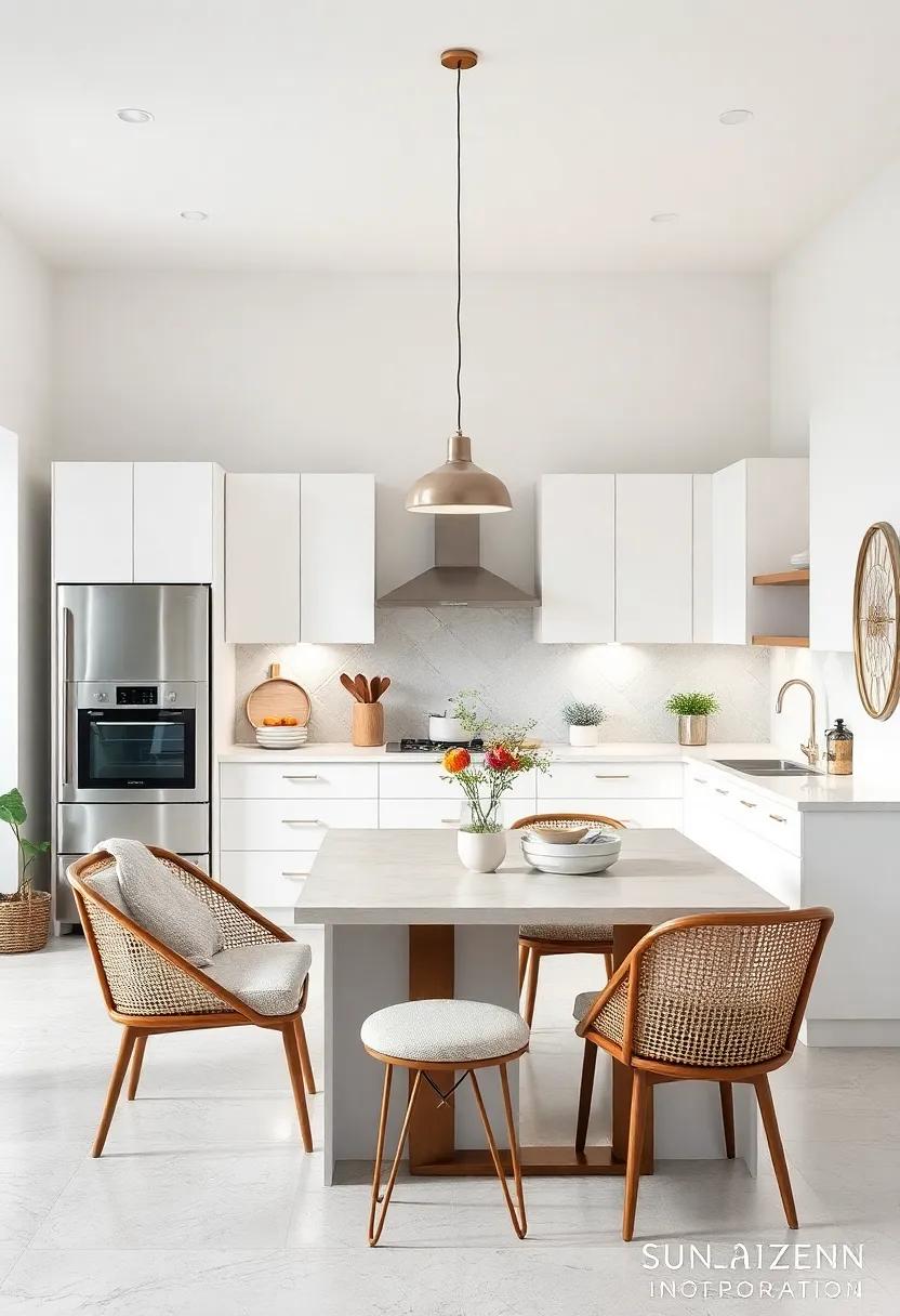 Arctic Whites: Choose crisp white cabinets and walls to create a fresh and bright atmosphere that works well in any kitchen size