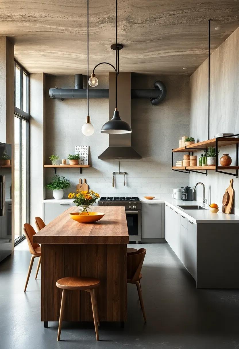 Industrial Chic: Combine raw materials like metal and reclaimed wood to create a stylishly rugged kitchen that exudes an urban vibe