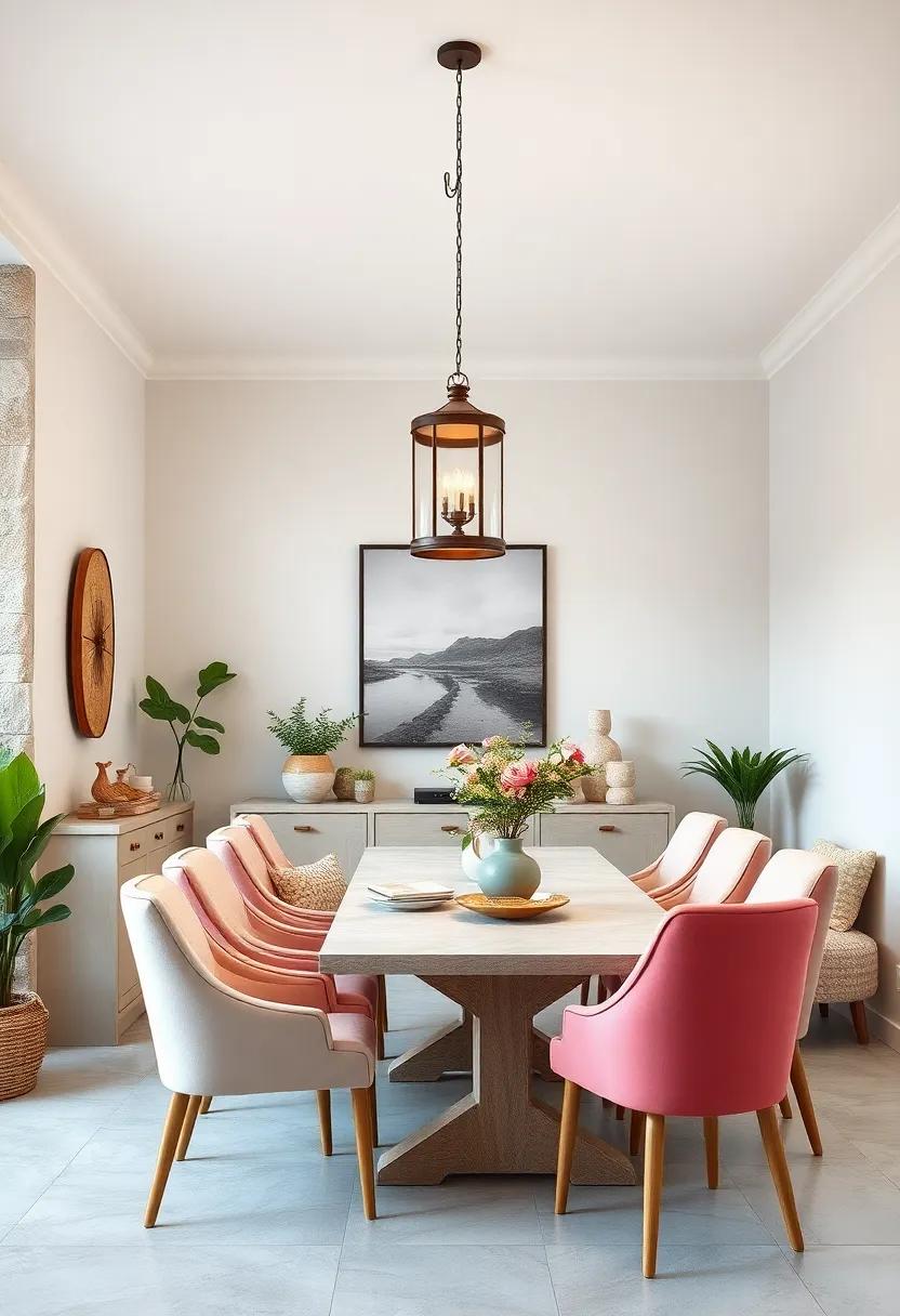 Charming Hanging​ Lanterns: Install‌ pastel-colored hanging lanterns or⁣ pendant lights‍ to introduce a ‍stylish⁣ illumination and a touch of vintage‌ flair to your dining room