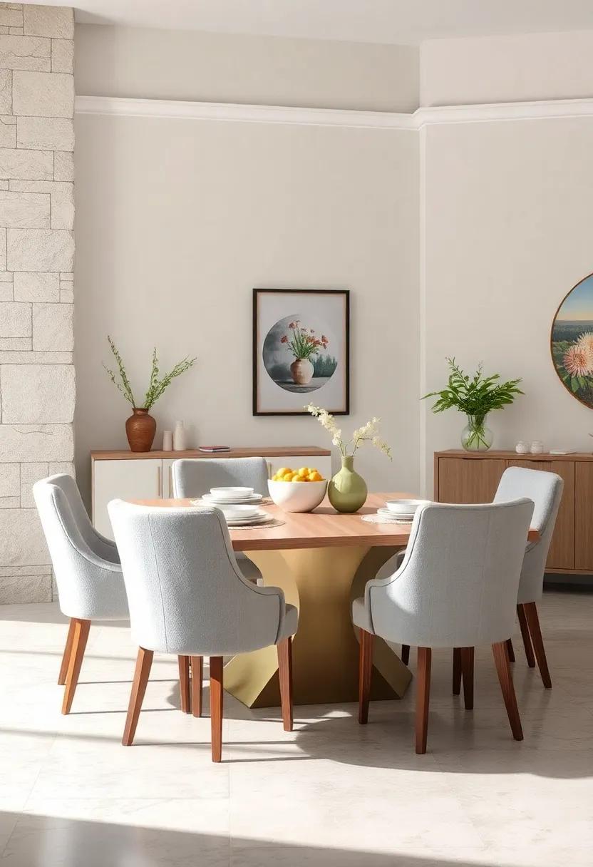 soft Grey Upholstered Chairs: Opt for soft grey upholstered dining chairs⁤ that offer both‍ comfort and sophistication, while subtly ‍blending with other ‍pastel elements