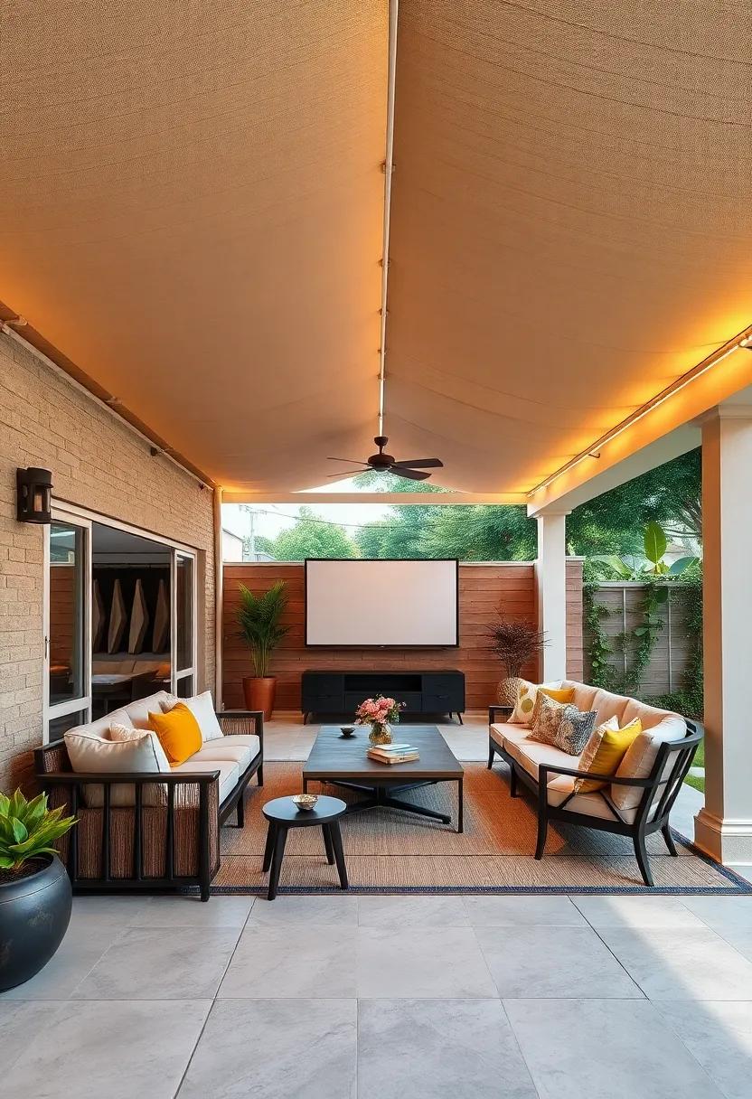 Combine fun‌ and functionality with a retractable roof over ‍an outdoor entertainment area,complete with a video projector for movie nights under the stars