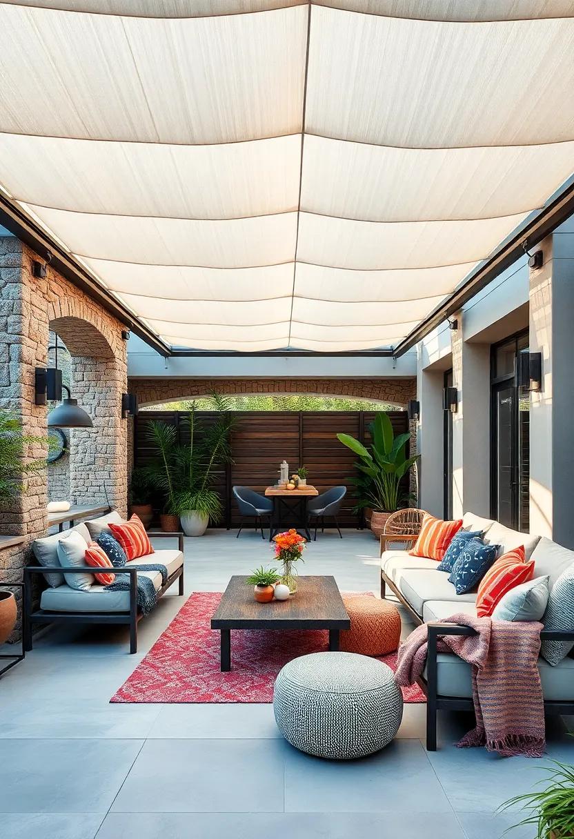 Offer guests a comfortable lounge experience underneath a retractable roof adorned with plush pillows and‌ throws, turning your patio⁣ into an inviting social hub