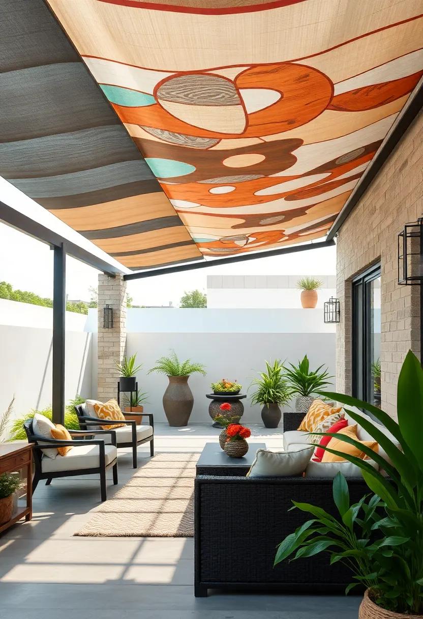 Turn your ⁣patio ⁤into ‌an ‌art installation with a retractable roof featuring artistic patterns or designs, ⁣making your outdoor space a true ​statement of creativity