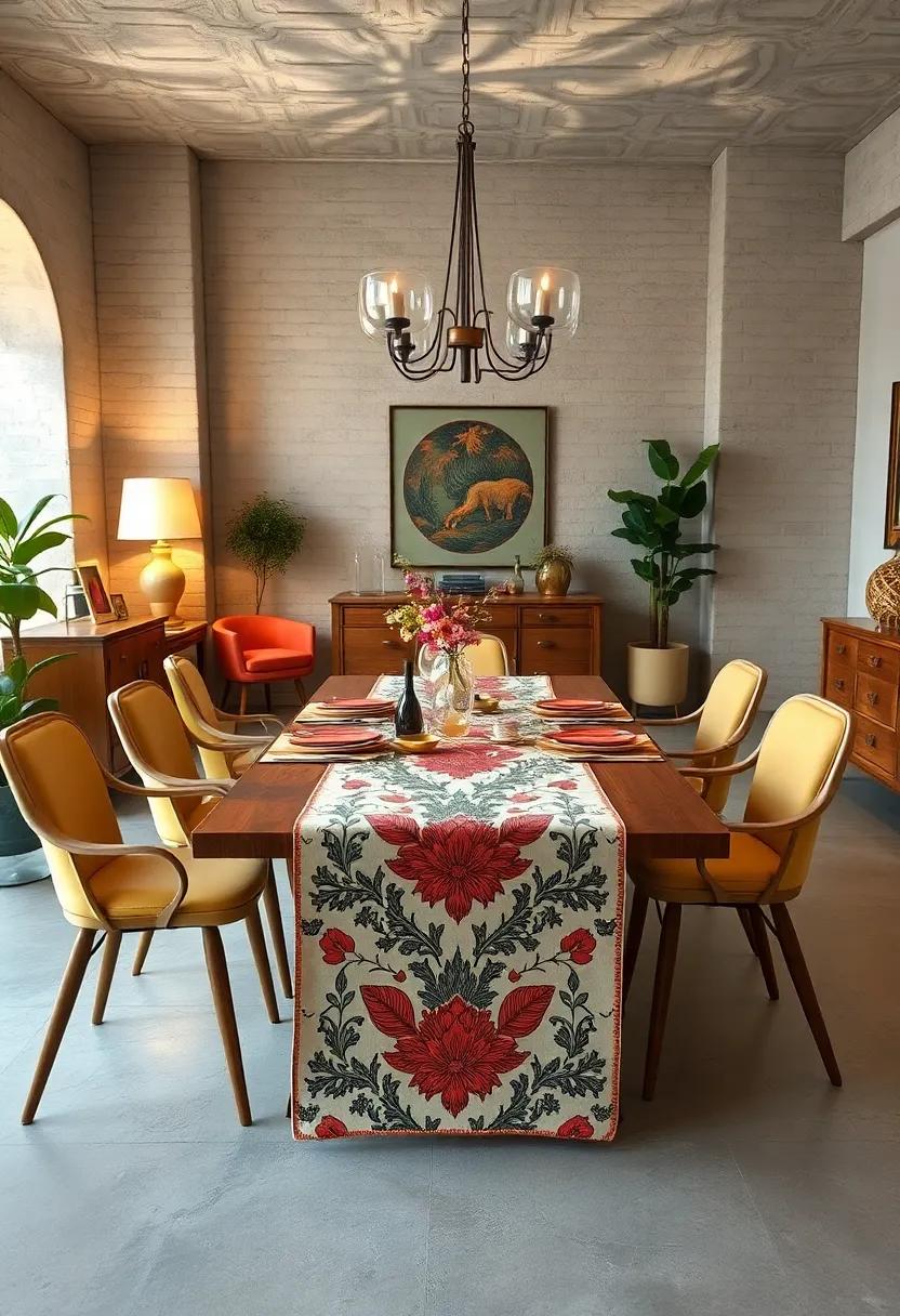 Boldly Printed Table Runner: ⁢Transform a simple table with a striking print that echoes vintage textile designs