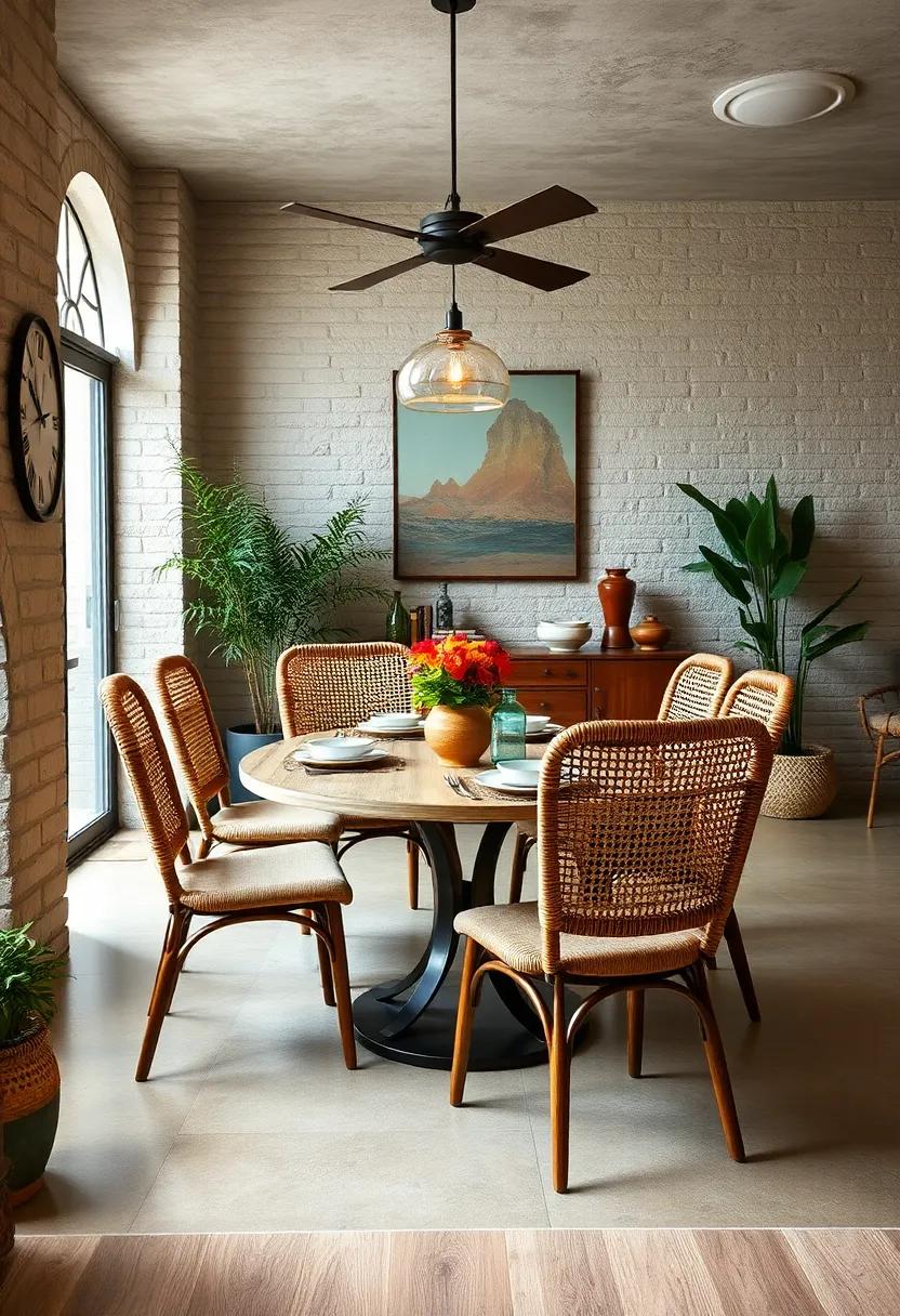 Rattan back Dining ‍Chairs: Enhance your retro vibe with these bohemian​ chairs, perfect for adding a natural touch to your decor