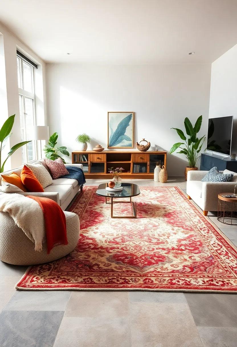 Layer textures:‌ Combine a soft vintage rug with plush throws and textured ‌cushions to enhance coziness and visual interest in⁣ your living ⁣room