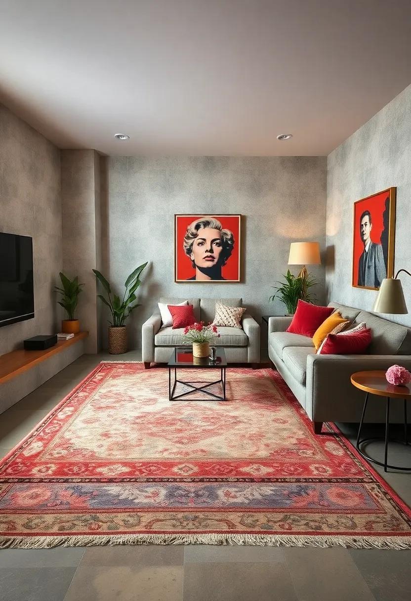 Retro movie night: Set the mood for⁢ fun movie nights by chunking a vintage rug beneath a comfy⁤ sectional and⁢ pop art decor ⁤for a playful ⁤throwback vibe