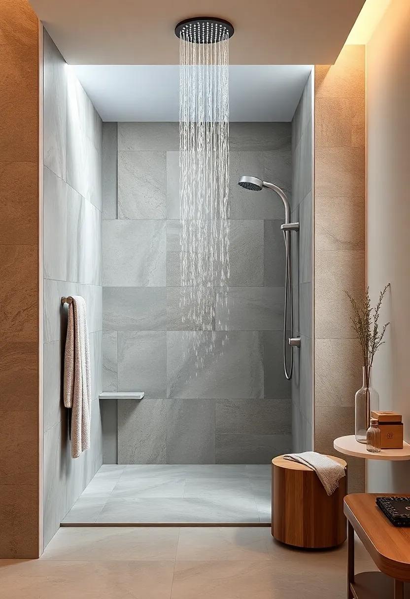 Layered Textures: Elevate your shower’s appeal ‌with a mix of textiles and a rainfall showerhead ‍that invites warmth and comfort into the space