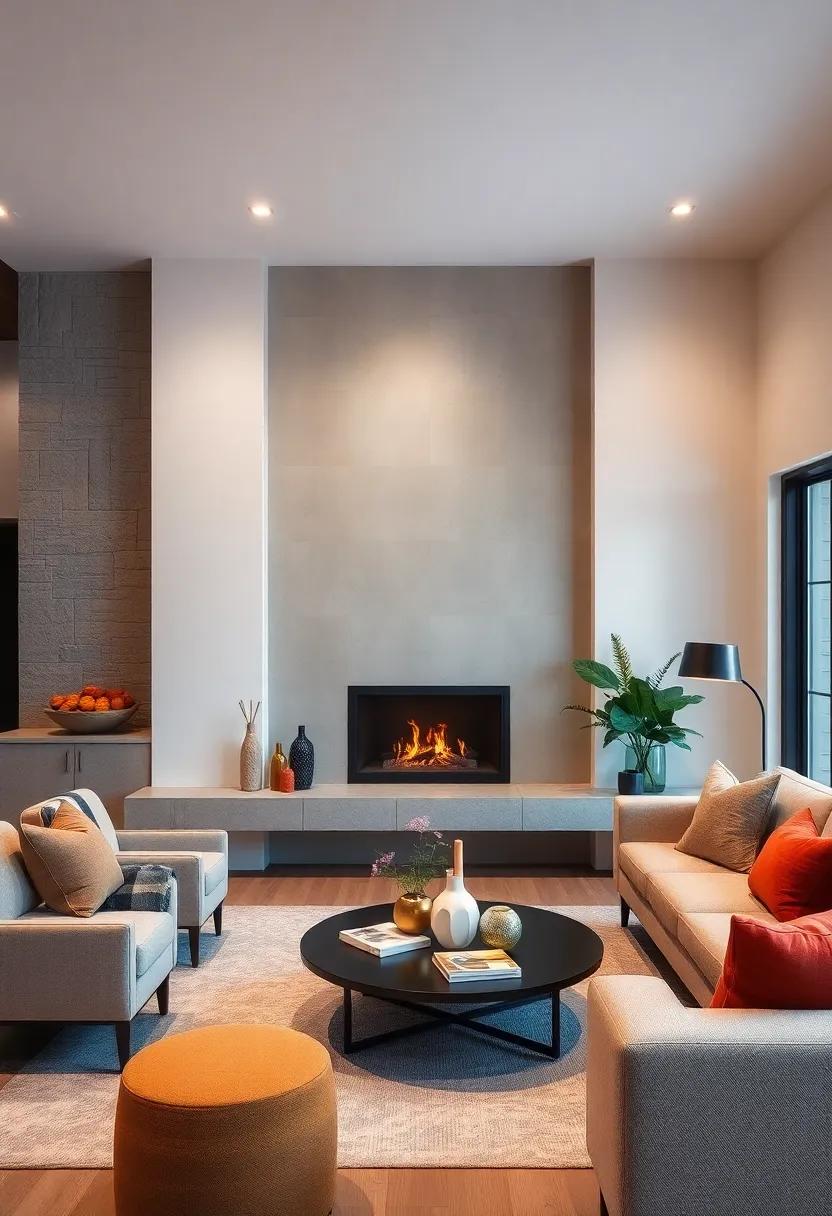 Integrated Design: A built-in fireplace with a surrounding floating mantel provides a ​seamless look, maximizing space and functionality in ‍any small living ⁤room