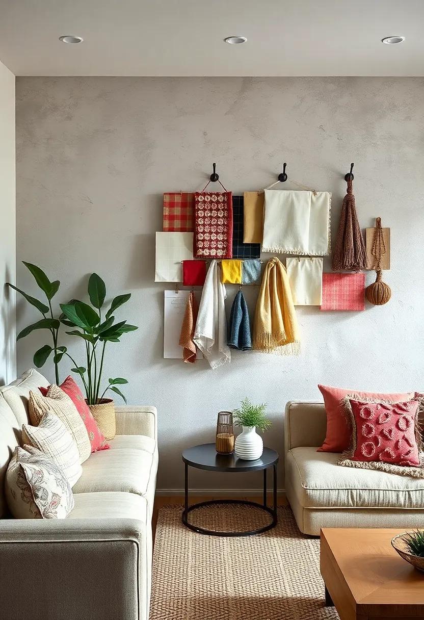 Fabric Swatch‌ Art: Hang‍ beautiful fabric swatches or samples on hooks for an inspiring design display that doubles as ⁤décor