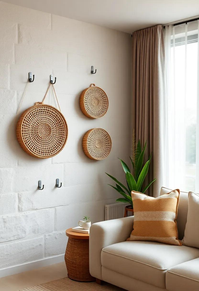Woven Baskets: Hang beautiful woven baskets on your walls for a rustic ⁣touch while providing stylish storage for‌ magazines,⁣ throws, or craft supplies