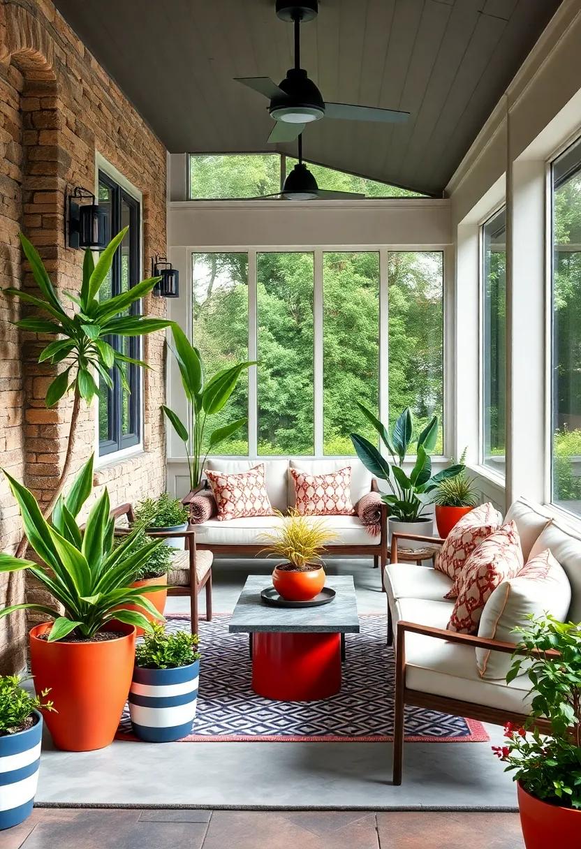 Use Color-Blocked ⁤Planters:⁤ Create a modern look by using color-blocked⁤ or patterned pots that add a pop‌ of color and style⁤ against your‍ porch's backdrop