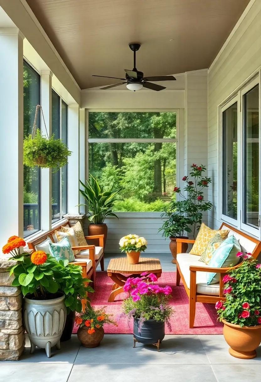 Add Colorful Annuals: plant ‍colorful annuals like marigolds or impatiens in⁢ pots to bring ⁤bursts of color that can brighten up your porch throughout the seasons