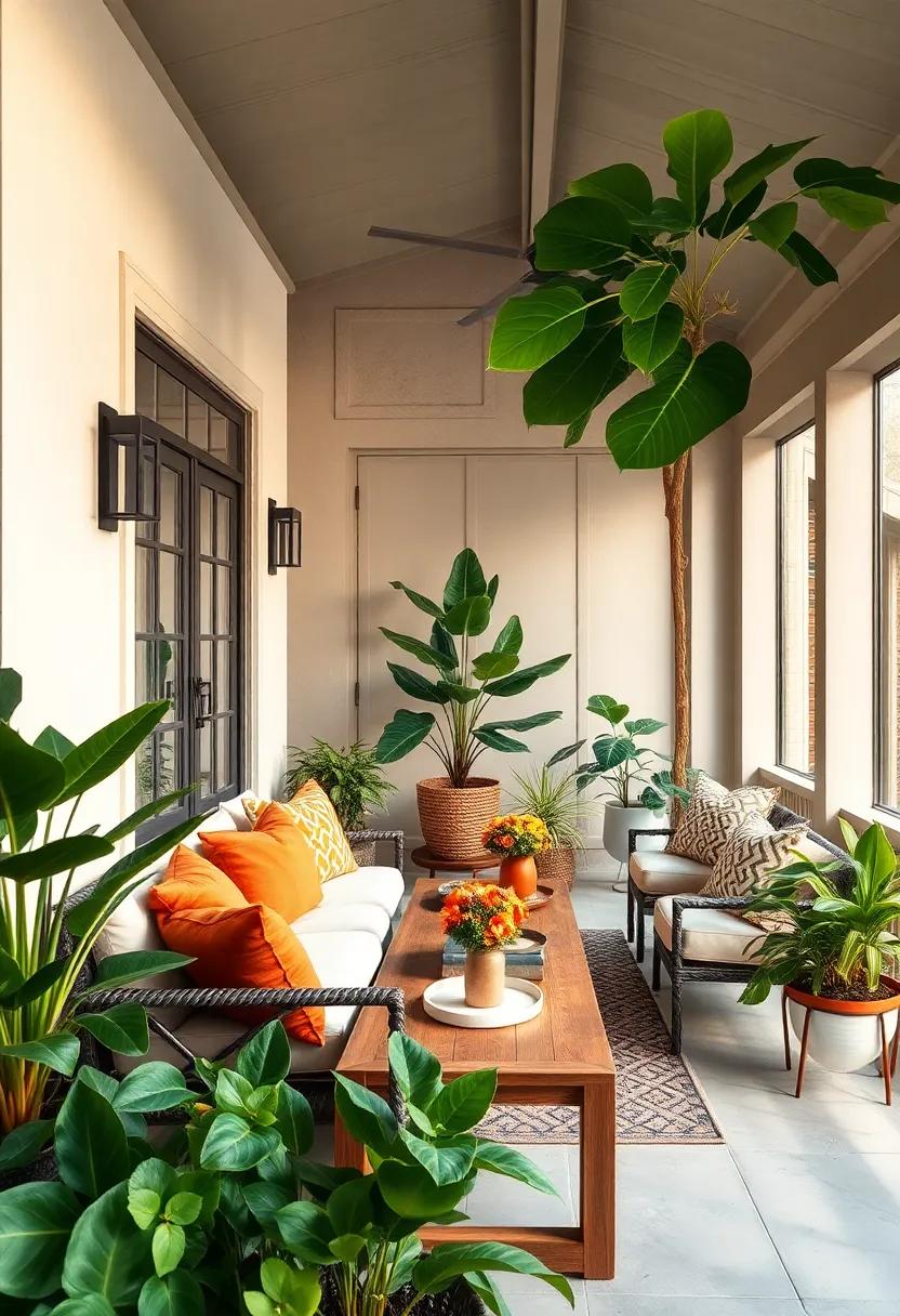 employ a ⁣Focal Point Plant: Position‍ a large, statement ​plant‍ like a fiddle leaf fig or ‍monstera ​in⁣ a prominent spot to serve ​as the focal point of your porch