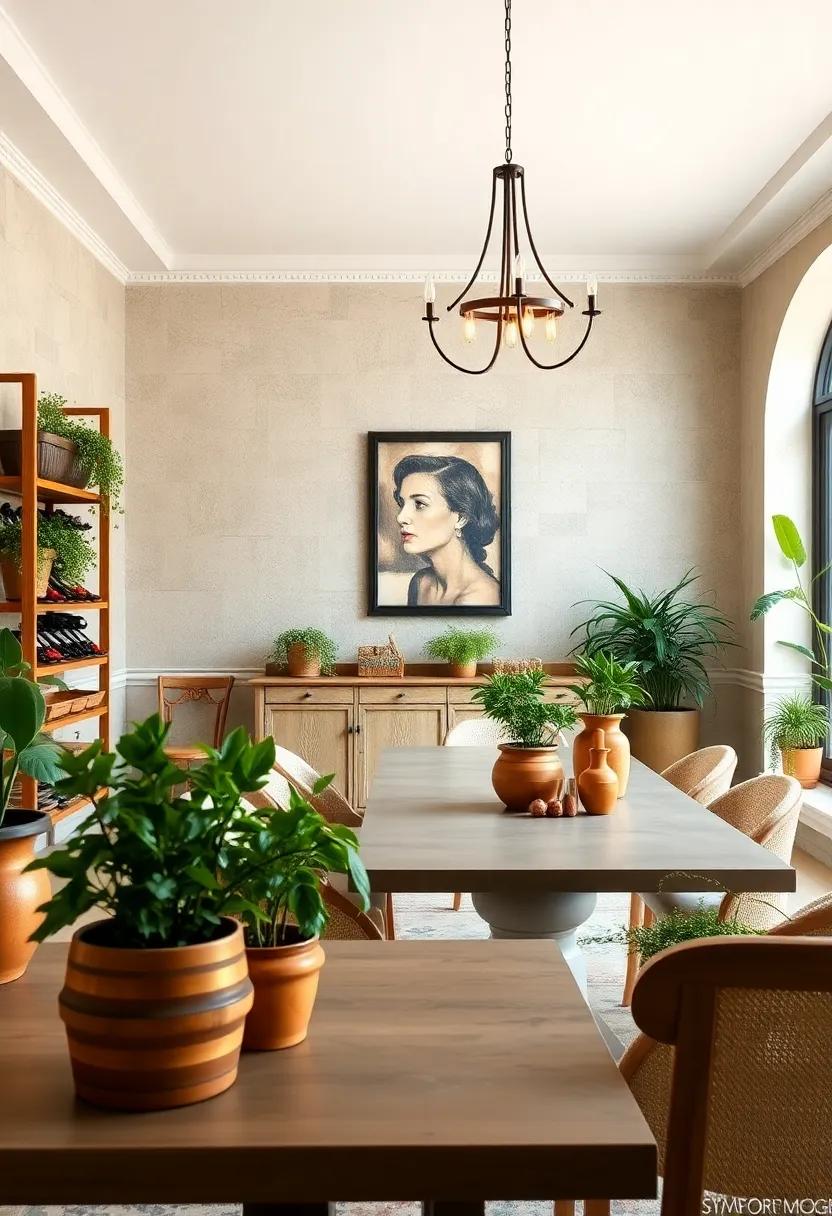 Incorporate Greenery with Potted Herbs and vintage Pots
