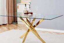 Our Take on the Sleek 63″ Glass Dining Table with Gold Legs