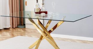 Our Take on the Sleek 63″ Glass Dining Table with Gold Legs