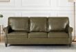 Our Thoughts on the 80″ Olive Green Faux Leather Sofa with Nailhead Trim