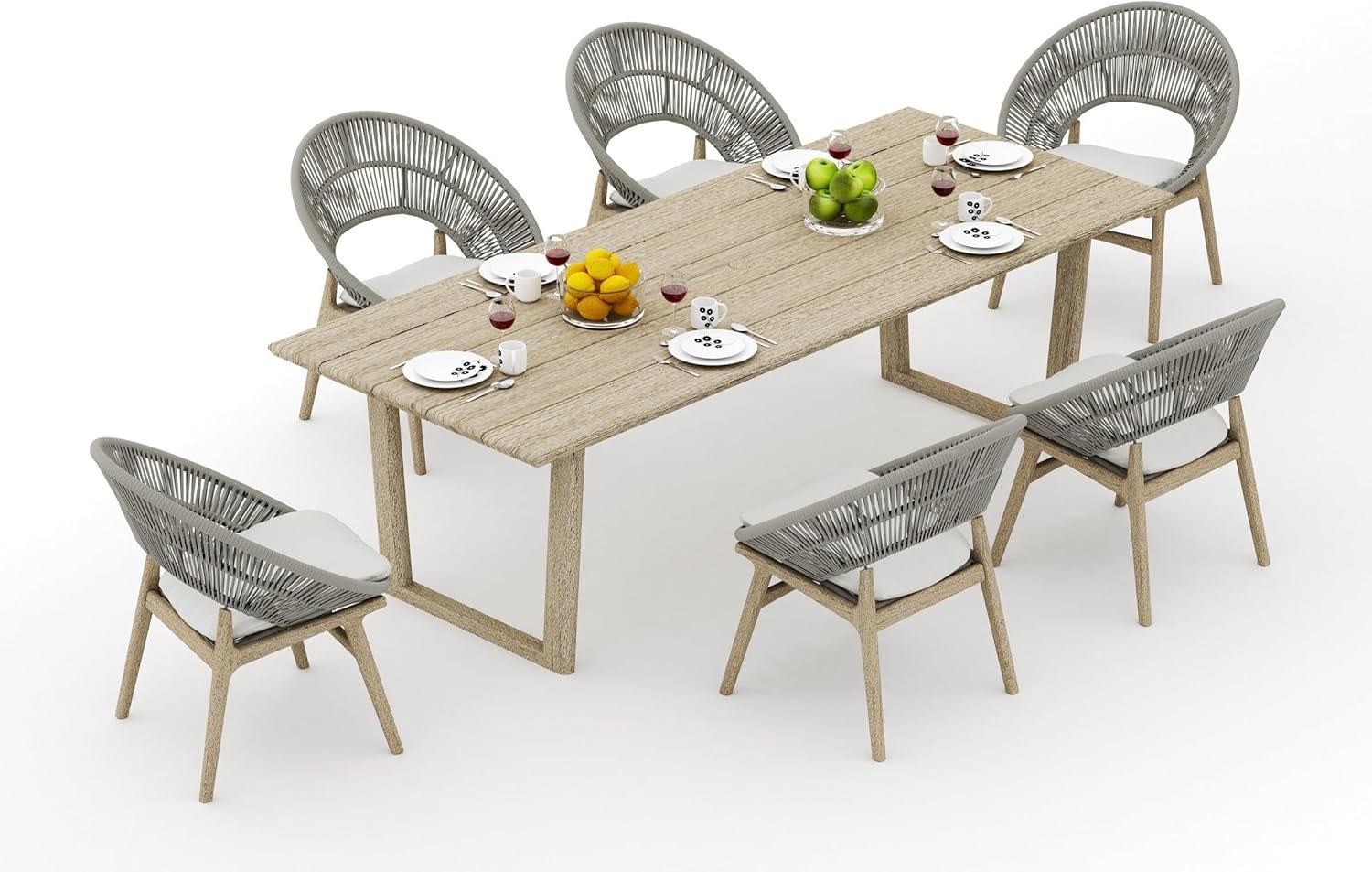 Our Take on the 6-Seat Weathered Teak Dining Set: Style & Strength