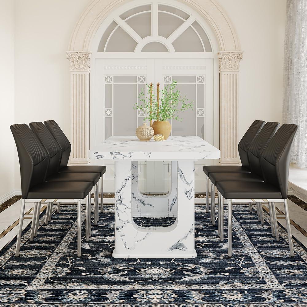 Our Honest Take: Modern Faux Marble Dining Set for Six Reviewed