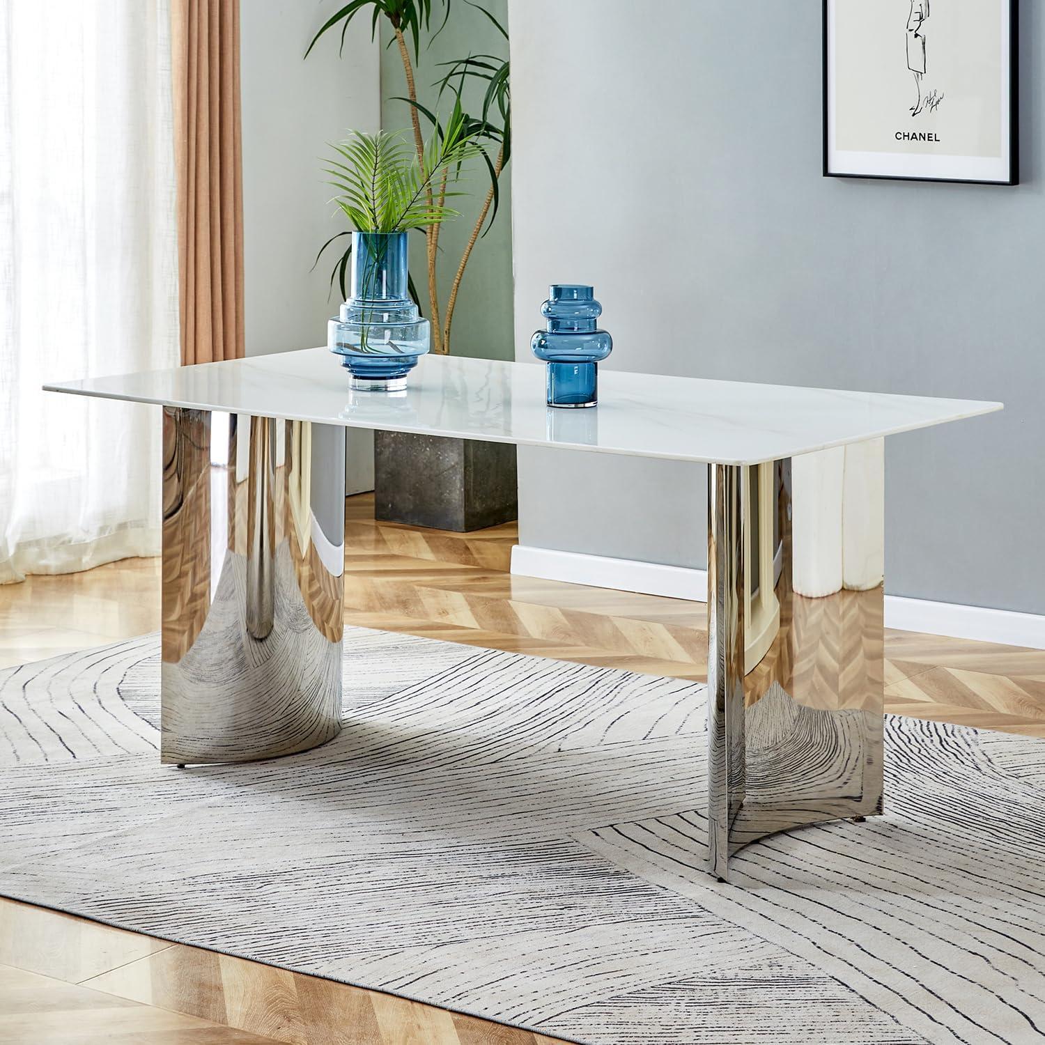 Our Take on the Sleek Marble-Style Dining Table for Six