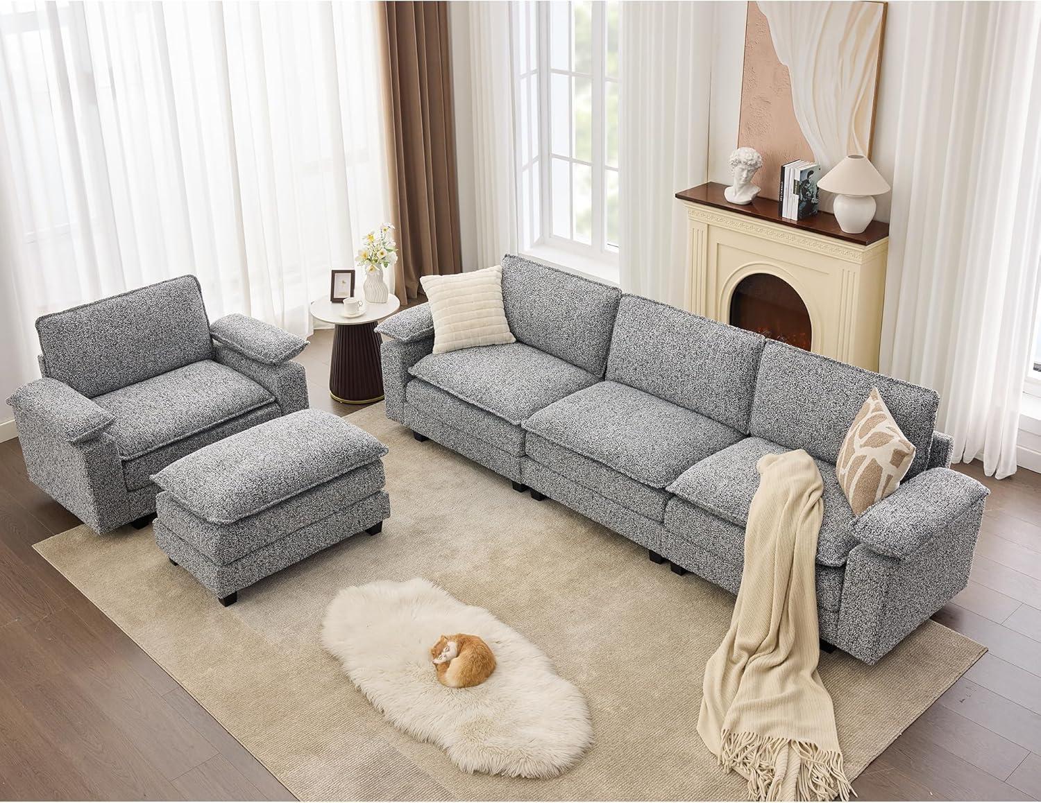 Why We Love the TYBOATLE 122” Kapok Fiber Cloud Sofa Set