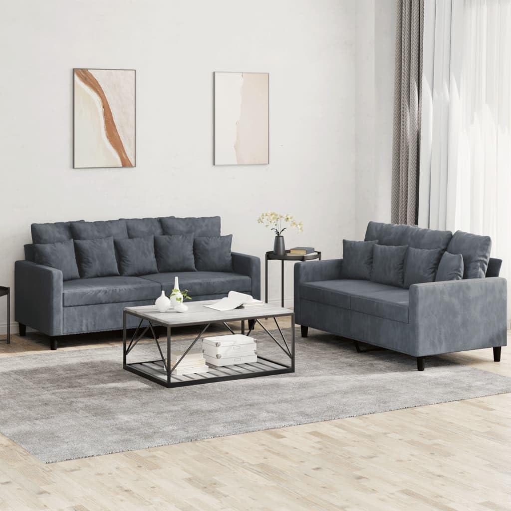 How We Fell for This Modern Dark Grey Velvet Sofa Set