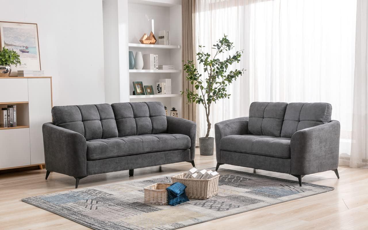 Our Honest Take on the Gray Woven Fabric Loveseat Set