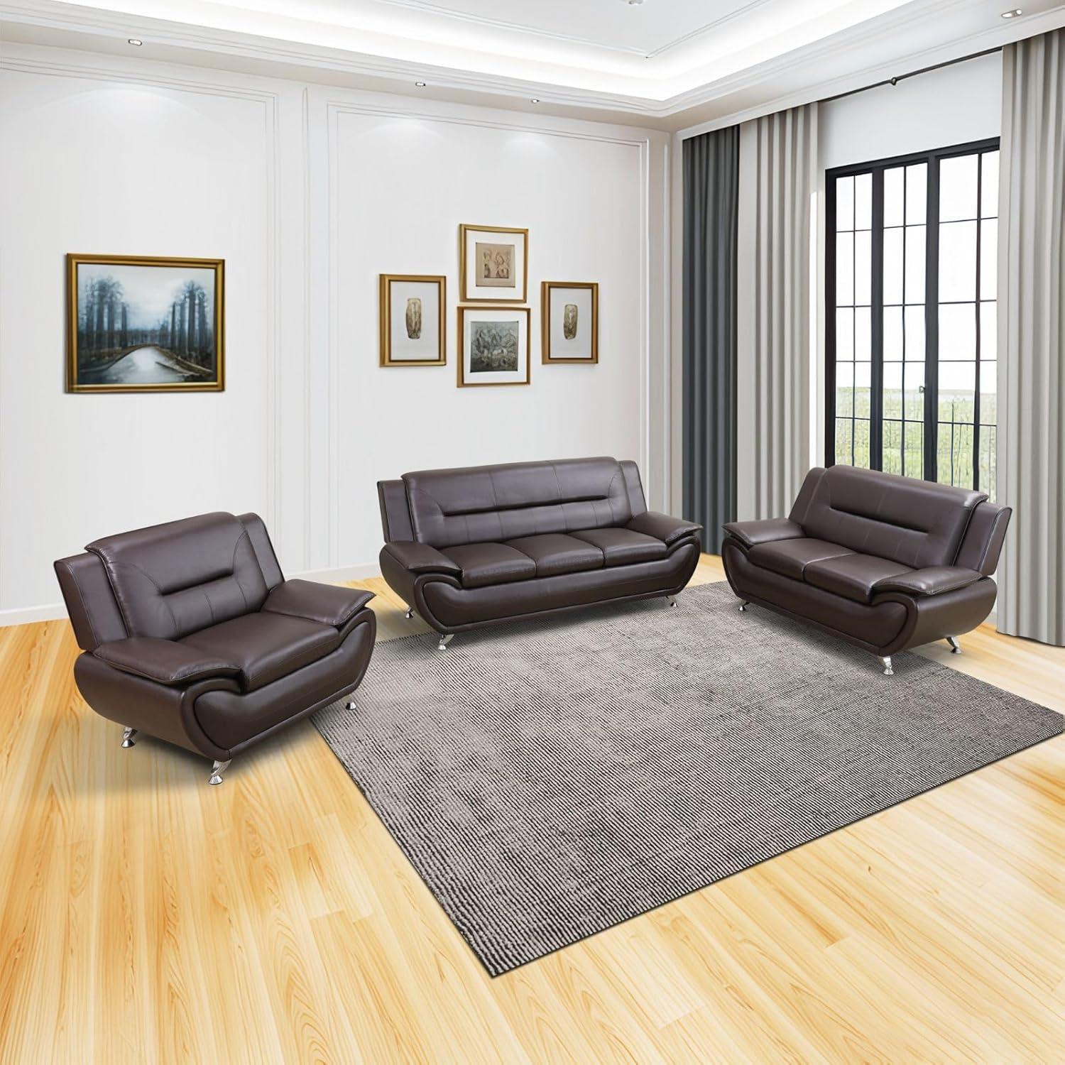 Our Honest Take on the Stylish 3-Piece Faux Leather Sofa Set