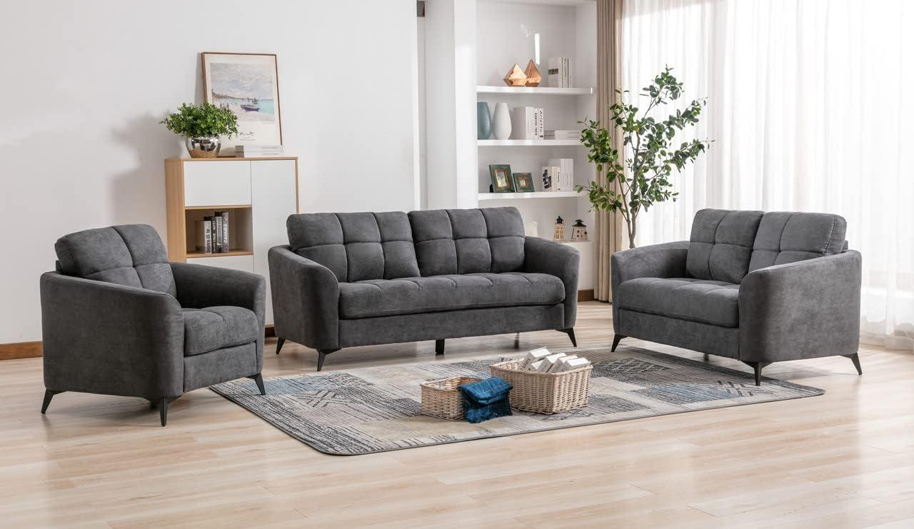 Our Honest Take on the Gray Woven Fabric Loveseat Set