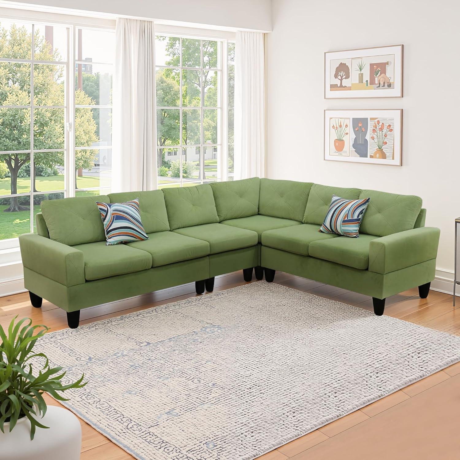 Why We Love the NicBex Modern Apple Green Modular Sofa Set