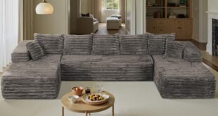 Why We Love the Plush Corduroy U-Shaped Sectional Sofa Together