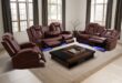 Our Take on the Brown Leather Recliner Set with Storage & LED Lights